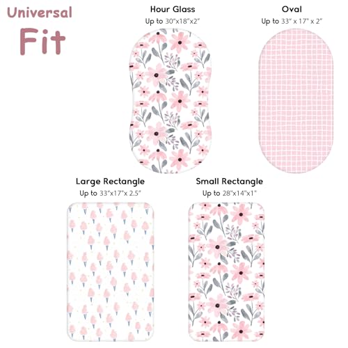 Yoofoss Bassinet Sheets 3-Pack Pink and Floral