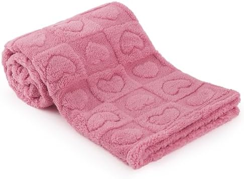 VEIDIA Plush Soft Checkered Baby Blanket 3039 Deep Pink Heart
