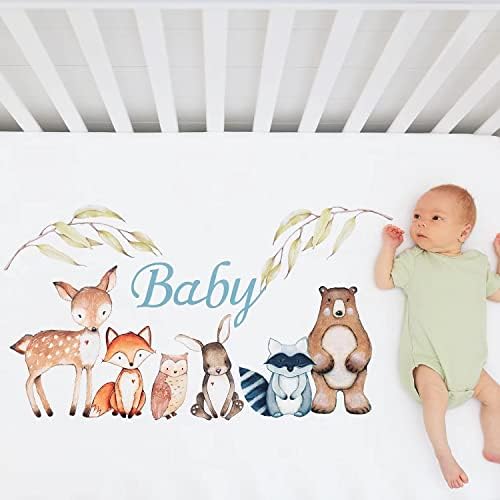 PINNKKU Crib Bedding Set for Boys with Woodland Animals