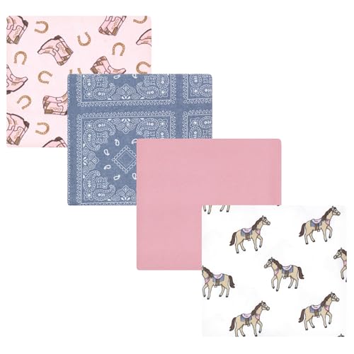 Hudson Baby Unisex Flannel Blanket 4-Pack Cowgirl