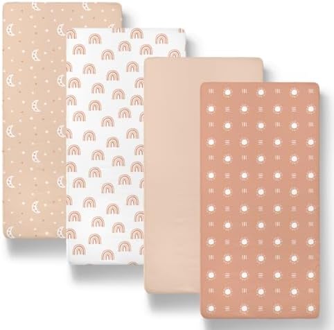 The Peanutshell Boho Bassinet Sheets 4-Pack for Baby