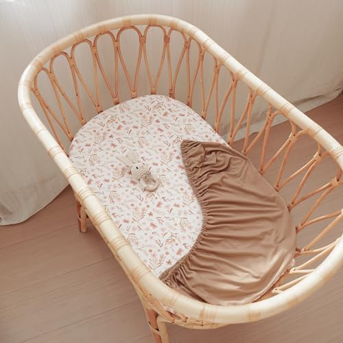 Konssy 2 Pack Stretchy Bassinet Sheets for Baby