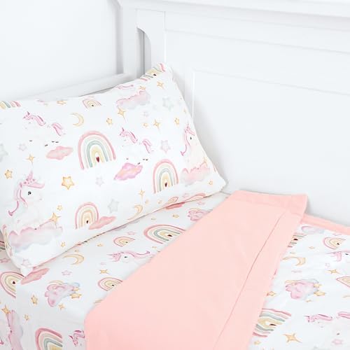 Pea Pod Muslin Crib Bedding Set 3-Piece Unicorn Rainbow