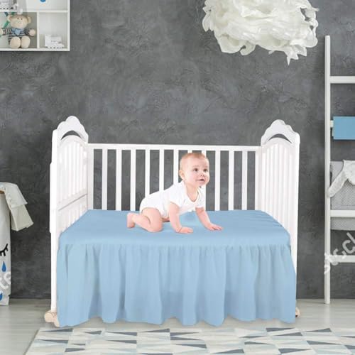 MD Home Decore Crib Bed Skirt Dust Ruffle - Light Blue