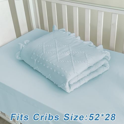 Wowelife Baby Crib Bedding Set for Girls 3 Piece Boho Blue