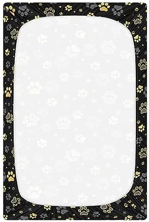 Baby Crib Sheet with Dog Paw Print and Star Design