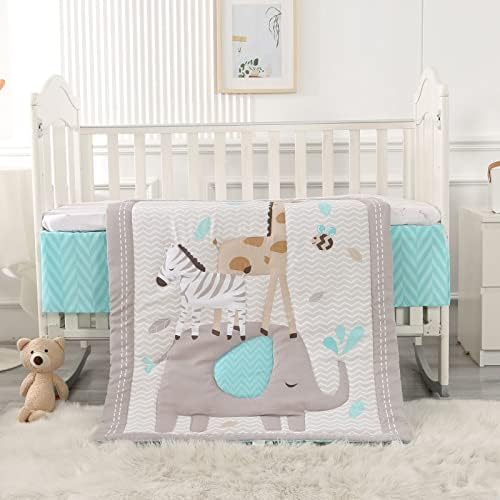 Wowelife Premium 3-Piece Crib Bedding Set Gray Elephant