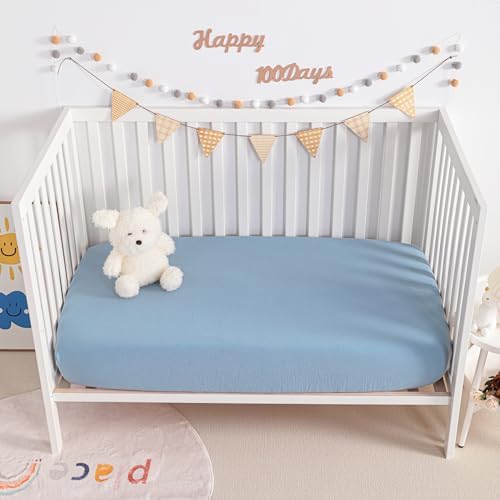NTBAY 2 Pack Muslin Crib Sheets Soft Breathable 24x38 Inches