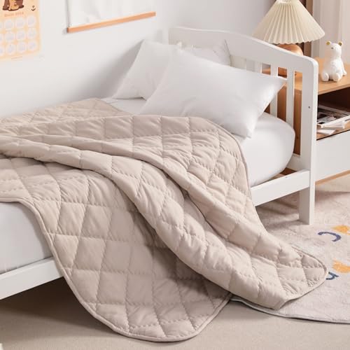 NTBAY Toddler Comforter Lightweight Warm Microfiber Quilt 39x47 Inches Taupe
