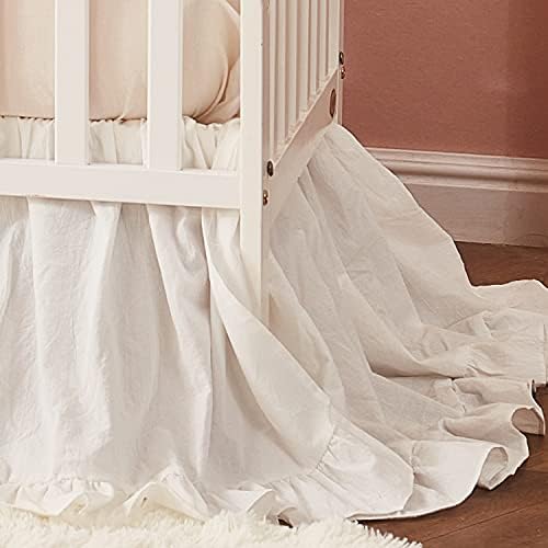 Brandream Boho Crib Bed Skirt - Neutral Beige Farmhouse Chic