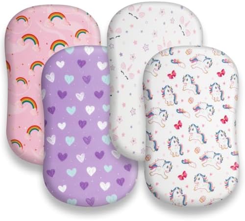 4 Pack Soft Bassinet Sheets Set for Baby Girls