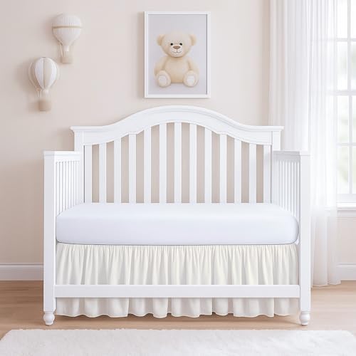 Rajlinen Ruffled Crib Bed Skirt Microfiber 14 Drop Ivory