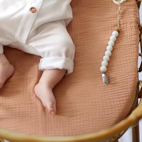 lulumoon Muslin Cotton Bassinet Sheets Neutral for Boys and Girls