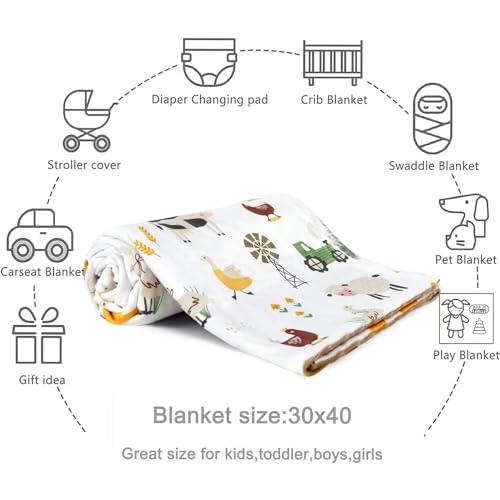 HOMRITAR Baby Blanket for Boys with Farm Animals Design