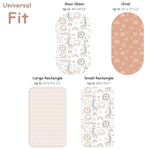 Yoofoss Bassinet Sheets 3-Pack Brown Animals