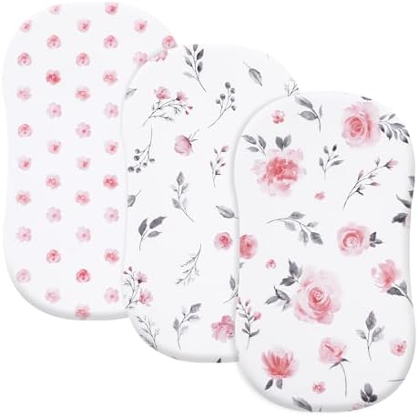 Davids Kids 3 Pack Bassinet Sheets with Floral Design
