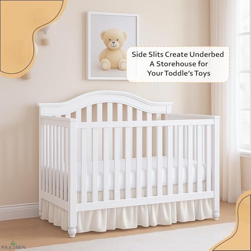 Rajlinen Ruffled Crib Bed Skirt Microfiber 14 Drop Ivory