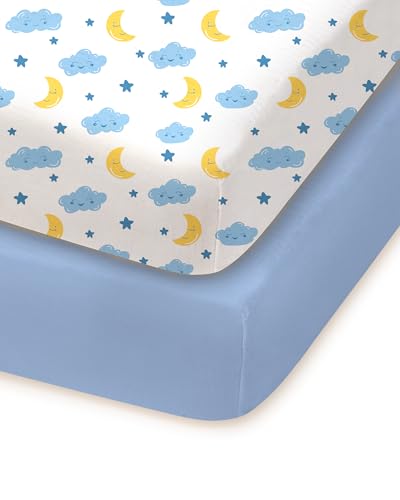 TotChill 2-Pack Mini Crib Sheets with CloudBlue Design