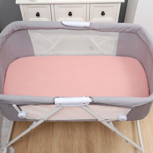 Onacosht Muslin Bassinet Sheets 3 Pack Solid Pink and Floral 1
