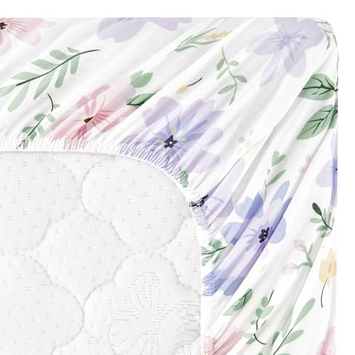 TILLYOU Bassinet Sheets 2 Pack - 33X16 Soft Floral Purple