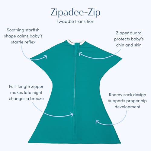 SleepingBaby Zipadee-Zip Transition Swaddle - Classic Teal Medium 6-12 Months
