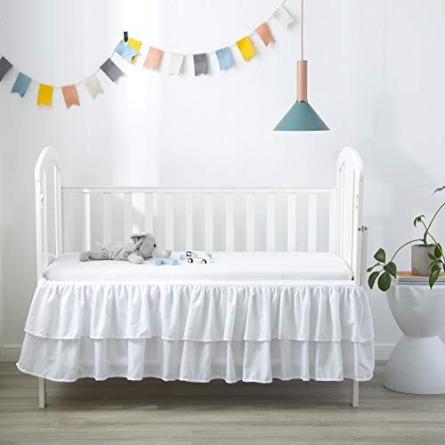 JSD White Ruffled Crib Bed Skirt 14 Deep Drop