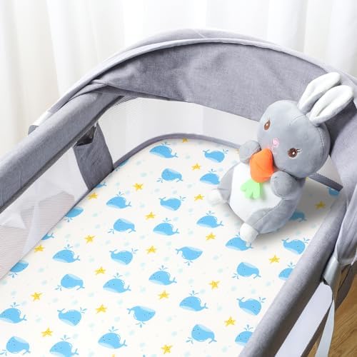 FHMJYY Bassinet Sheet Set 2 Pcs Deer Park Whale Hedgehog
