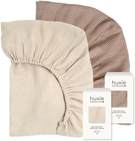 Huxie Mini Crib Sheets Organic Cotton Muslin Fitted Sheet 24 x 38