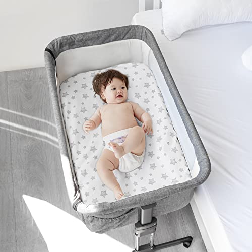 Moonsea Waterproof Bassinet Sheets 2 Pack Grey White