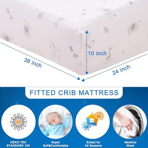 Wowelife Mini Crib Bedding Set Boy 3 Piece Gray
