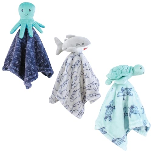 Hudson Baby Unisex Animal Security Blanket 3-Pack