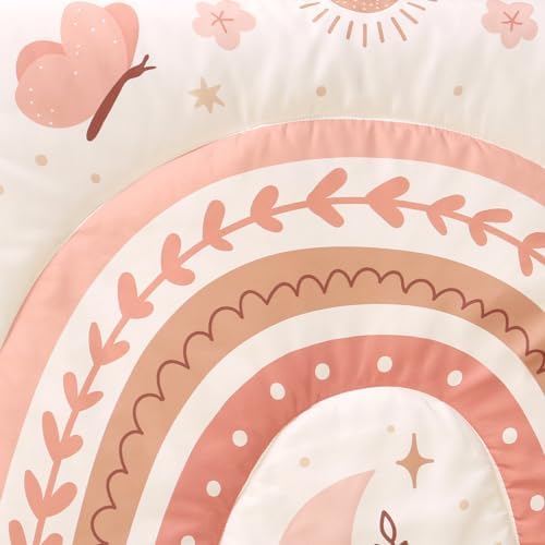 The Peanutshell 3-Piece Boho Rainbow Crib Bedding Set for Girls