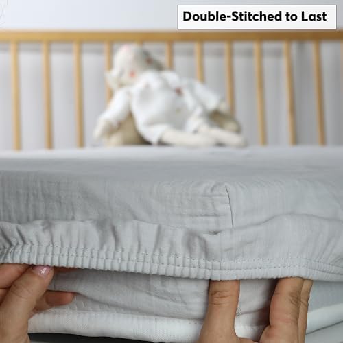 Cottonsis Muslin Crib Sheet - Cloudy Gray 52x28 1