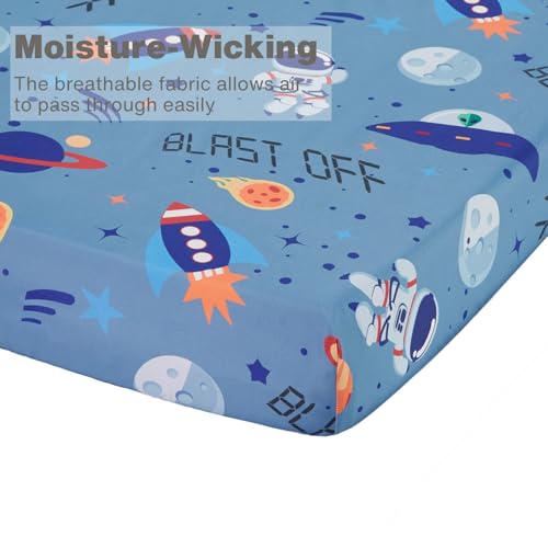 EVERYDAY KIDS Baby Boy Fitted Crib Sheet Outerspace Adventures