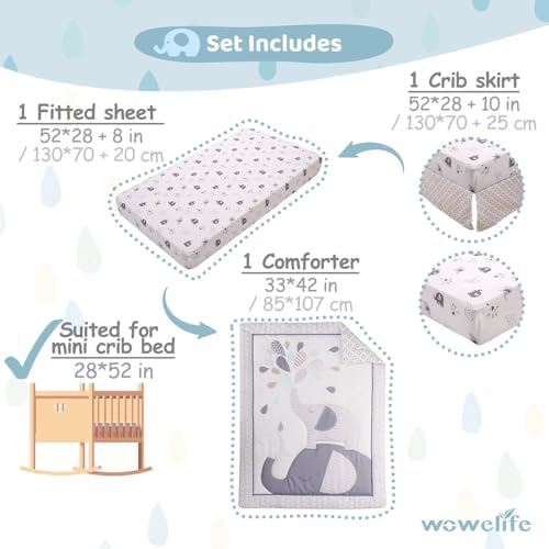 Wowelife Elephant Crib Bedding Set for Boys 1