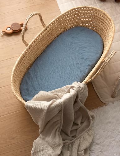 Momcozy Muslin Fitted Bassinet Sheet 2 Pack - Soft Breathable No-Slip