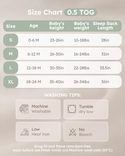 Yoofoss Organic Cotton Sleep Sack 0-6 Months 3 Pack