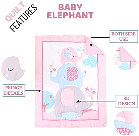 Baby Bees 4-Piece Baby Elephant Crib Bedding Set