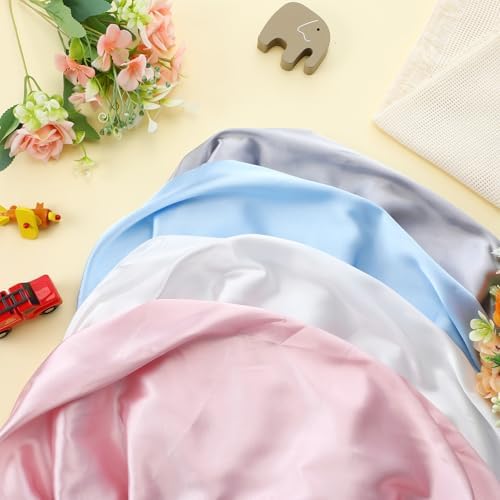 Breling 4 Pack Satin Bassinet Sheet Set for Baby