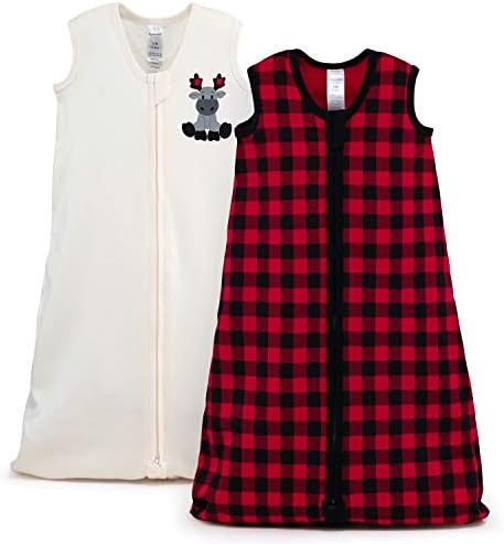 The Peanutshell Wearable Blanket Sleep Sack for Baby Woodland Moose Buffalo Plaid