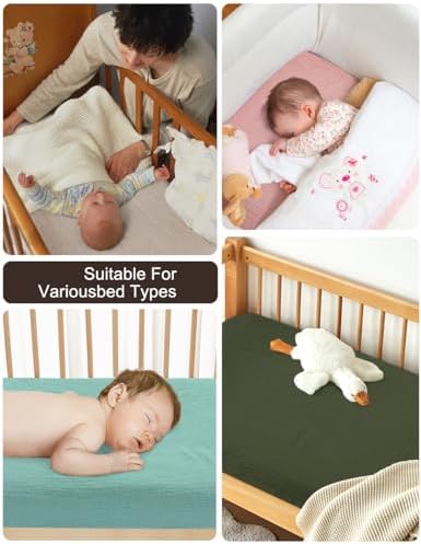 ZURLEFY Olive Green Bassinet Sheets 32x16