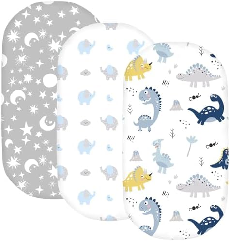 Plushii Dinosaur Bassinet Sheets 3 Pack