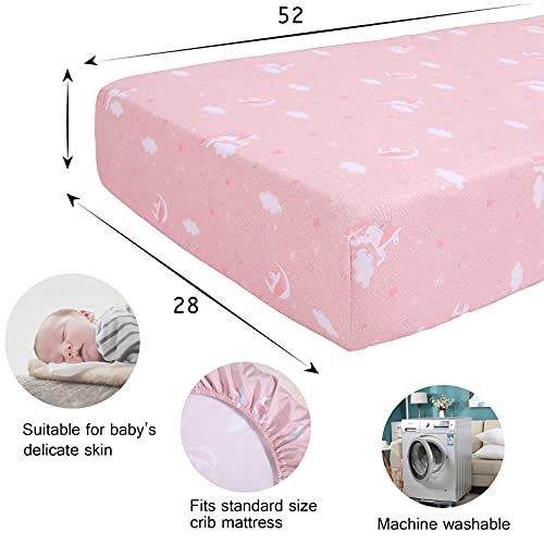 UOMNY Crib Bedding Set Girls - Pink Star 3 Piece