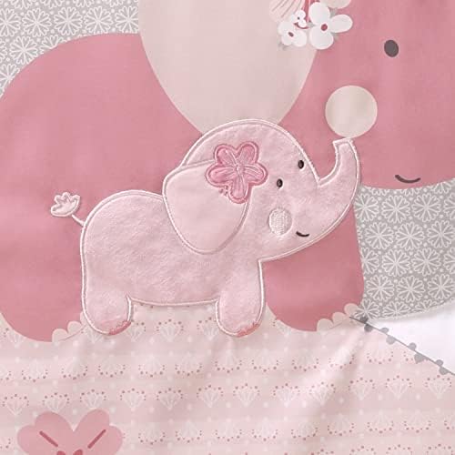 The Peanutshell 3 Piece Crib Bedding Set for Girls - Pink Elephant