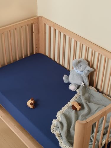 TILLYOU Crib Sheets 2 Pack Navy Stone Blue