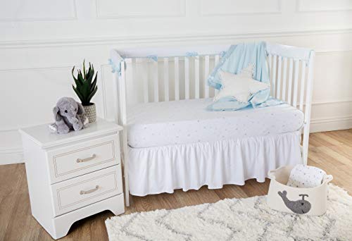 TL Care 100 Natural Cotton Percale Crib Bed Skirt White Soft Breathable