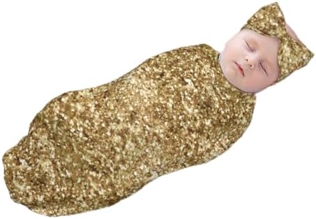 RAAPSBRW Gold Confetti Glitter Butterfly Headband Swaddle Set
