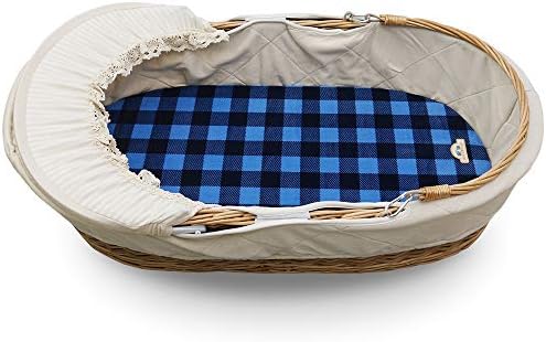 BlueSnail Bassinet Fitted Sheet 2pk Navy Buffola Plaid