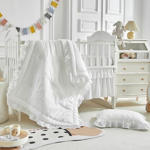 AIKASY Ruffled Shabby Crib Bedding Set for Girls 1