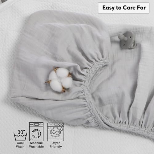 Cottonsis Muslin Crib Sheet - Cloudy Gray 52x28 1